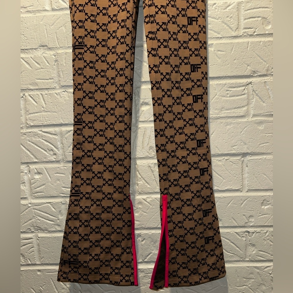 New Off-White Monogram Split Hem Leggings in Brown Size 38 - Picture 6 of 12
